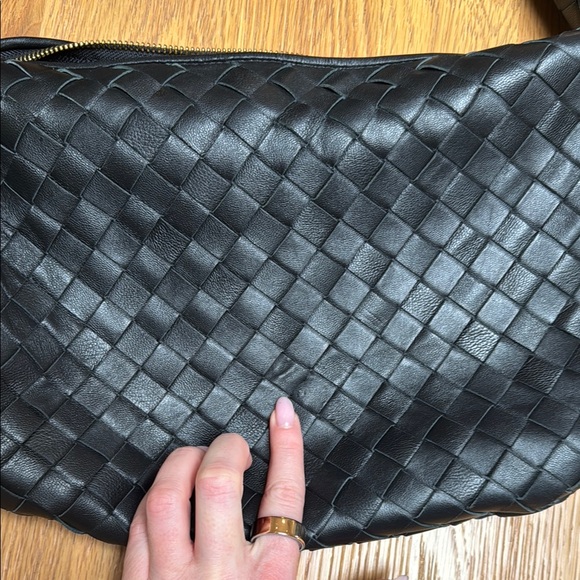 Black Woven Leather Shoulder Bag - Picture 3 of 3